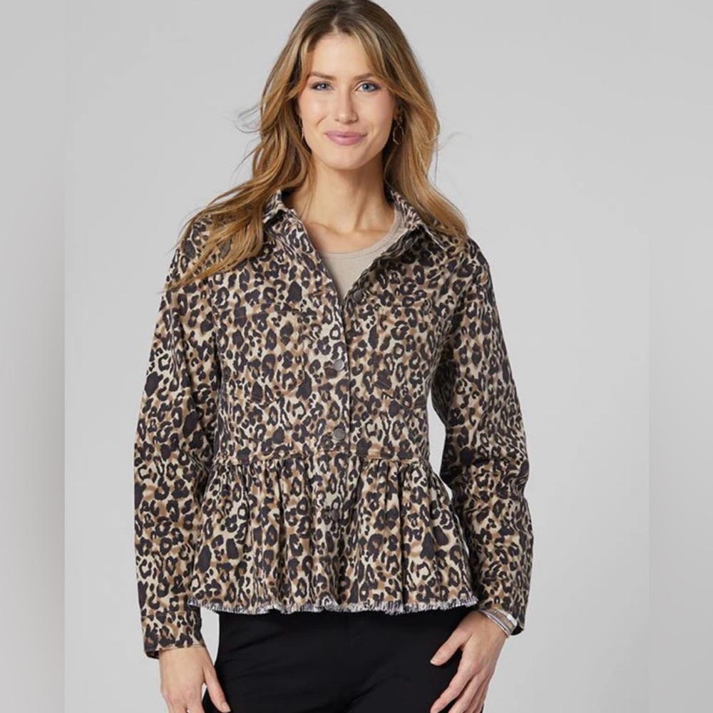 Coco + Carmen Leopard Print Jean Jacket